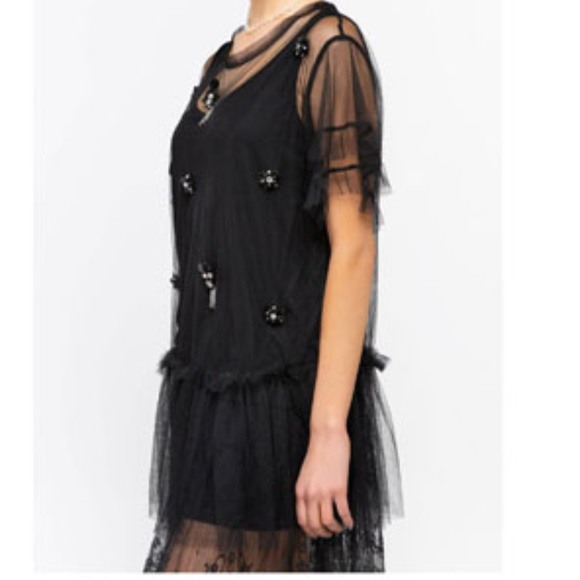 Host Pick❣Sheer Mesh Two-fer Tunic Top Black - Picture 4 of 8